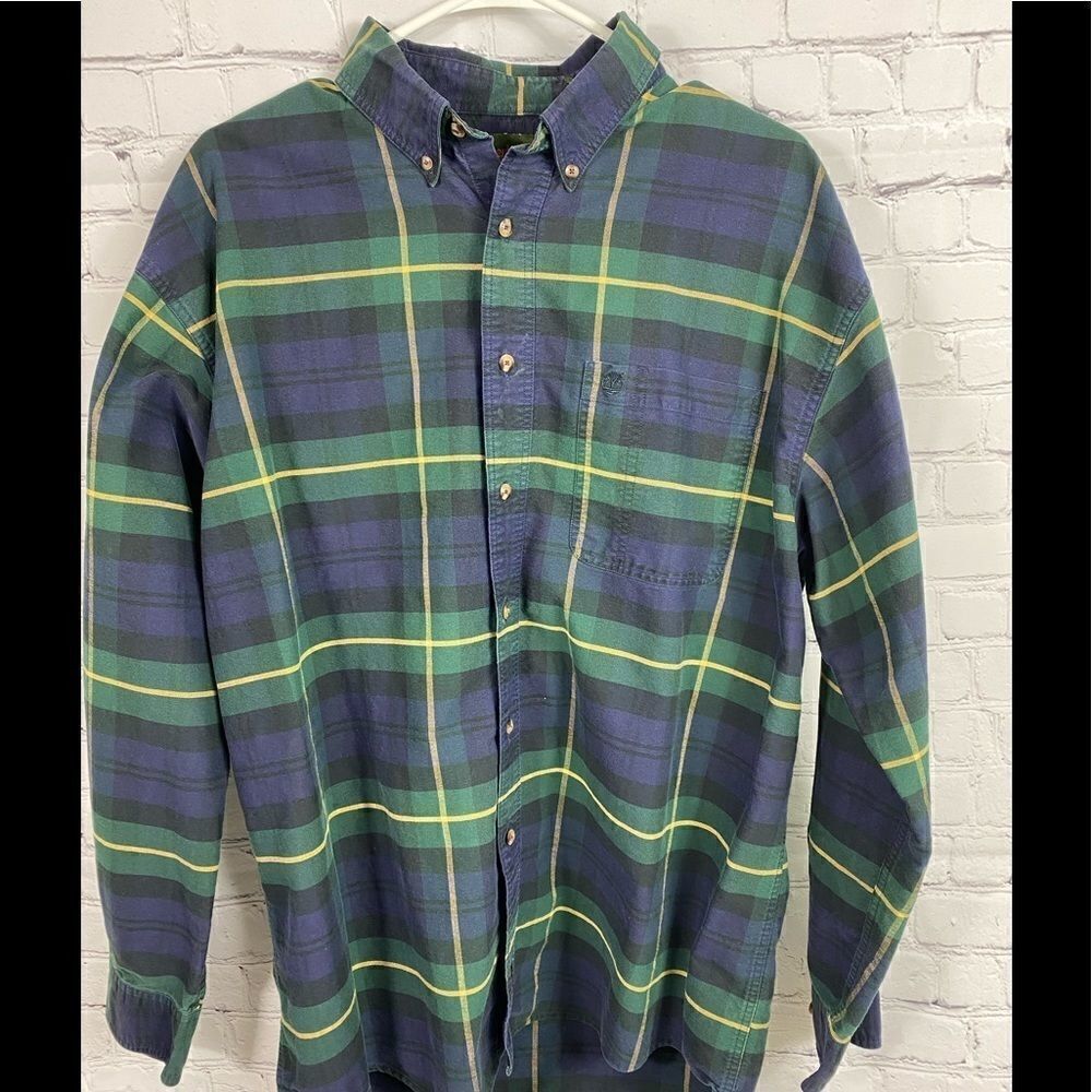 Vintage Timberland Plaid Button Down Shirt. Size Large.